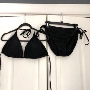 Plus Black Drawstring Bikini